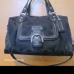 Coach Black Satchel with Silver Accents
